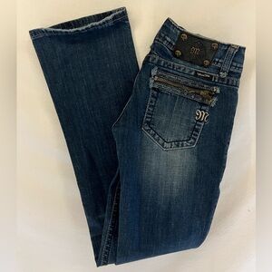 Miss Me Y2K Women's Boot Cut Blue Jeans Zippered Rhinestone Back Pockets Size 27